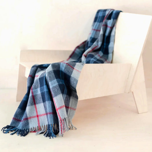 Recycled Wool Campfire Wrap in Douglas Navy Tartan