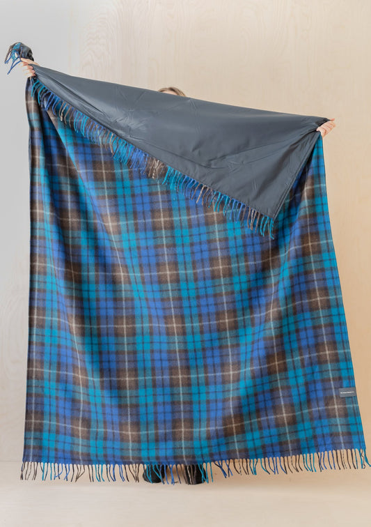 Recycled Wool Picnic Blanket in Buchanan Blue Tartan