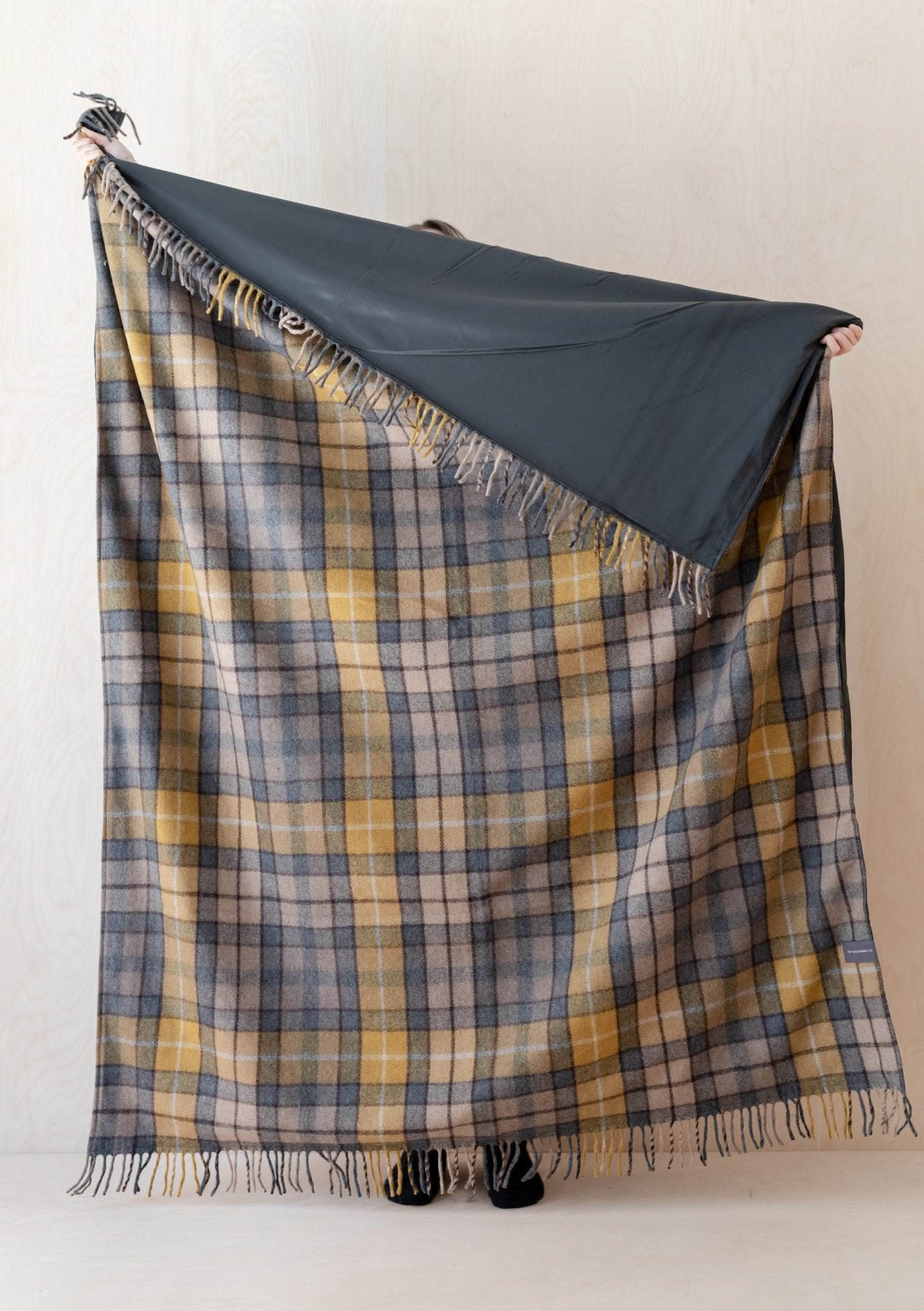Recycled Wool Picnic Blanket in Buchanan Natural Tartan