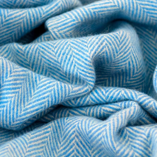 Recycled Wool Campfire Wrap in Sky Herringbone