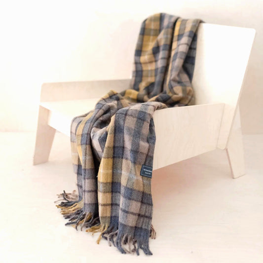 Recycled Wool Campfire Wrap in Buchanan Natural Tartan