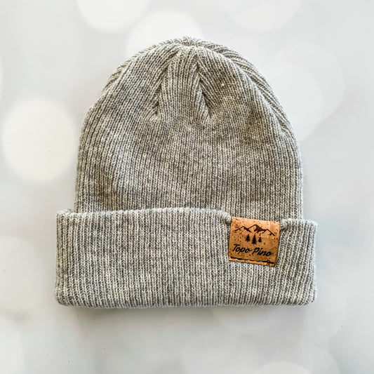 Merino Wool Cork Beanie in Granite Grey