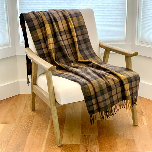 Recycled Wool Campfire Wrap in Buchanan Natural Tartan