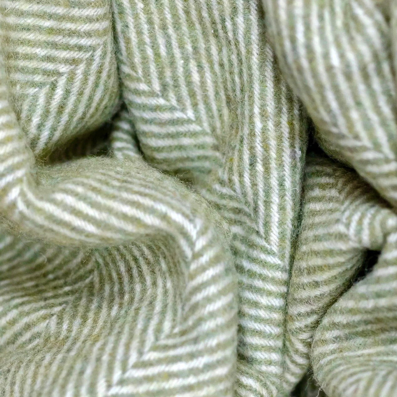 Recycled Wool Campfire Wrap in Olive Herringbone