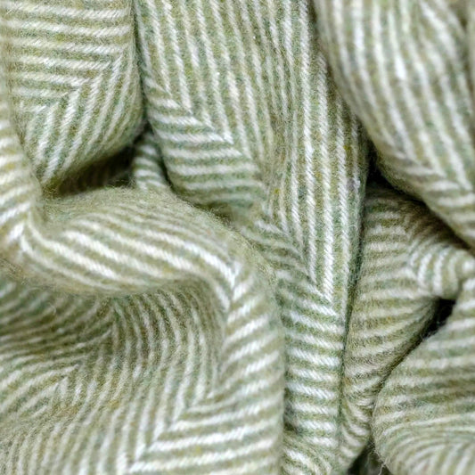 Recycled Wool Campfire Wrap in Olive Herringbone
