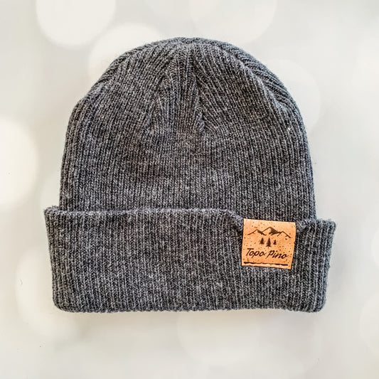 Merino Wool Cork Beanie in Summer Charcoal