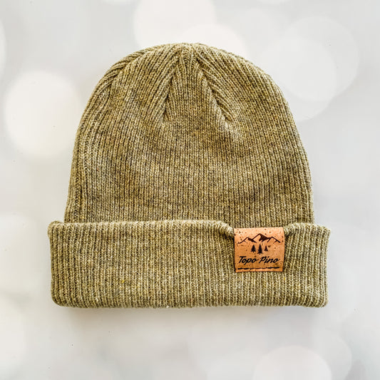 Merino Wool Cork Beanie in Forest Olive
