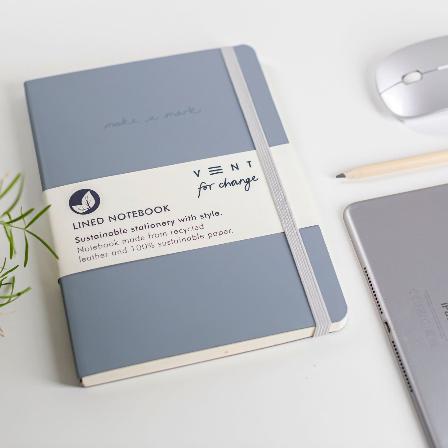 Recycled Leather Lined Notebook in Blue