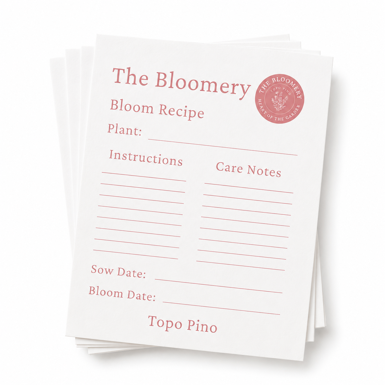 The Bloomery Recipe Cards
