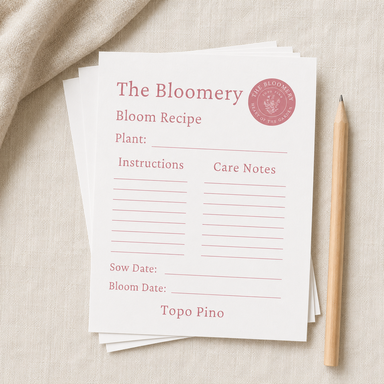 The Bloomery Recipe Cards