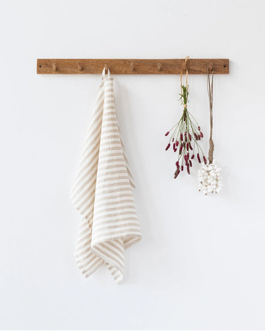 Natural Stripe Linen Tea Towel