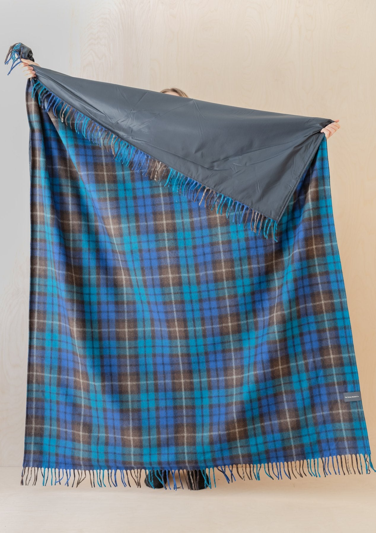 Recycled Wool Picnic Blanket in Buchanan Blue Tartan